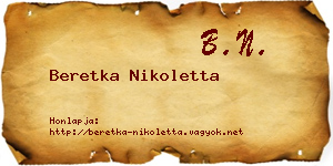 Beretka Nikoletta névjegykártya